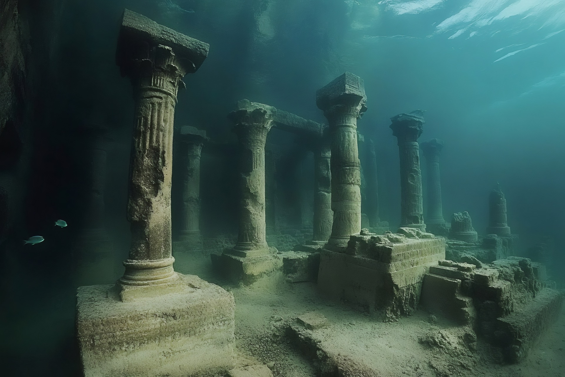 Les ruines d'une ancienne villa romaine refont surface au milieu d'un lac à cause d'un phénomène magmatique. © Gatherina, Adobe Stock